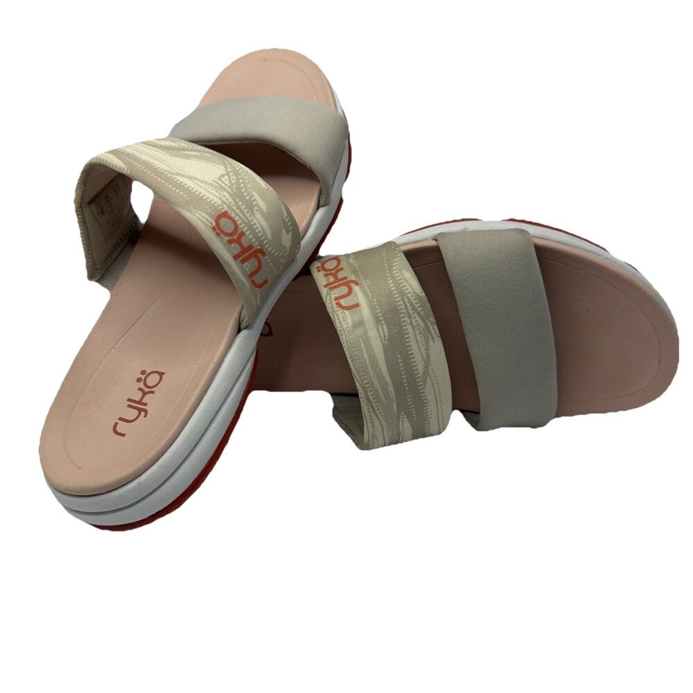 Ryka Double Band Slide Sandals Diva Pumice Taupe Pink Woman's Size 7.5 Vaca Walk